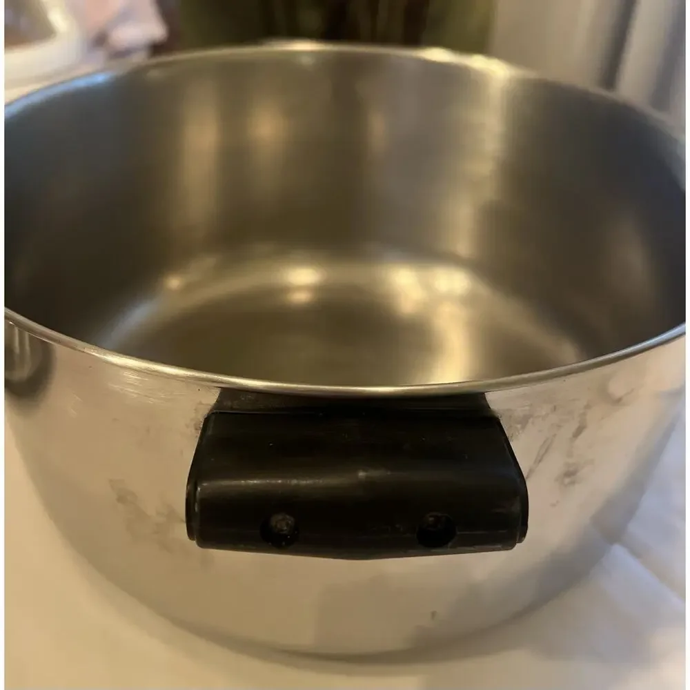 Vintage Farberware 6 Qt Stock Pot w/ Lid Aluminum Clad Stainless Steel USA Made